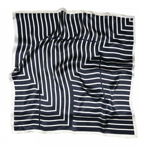 Sneakyfox silk scarf Lines navy